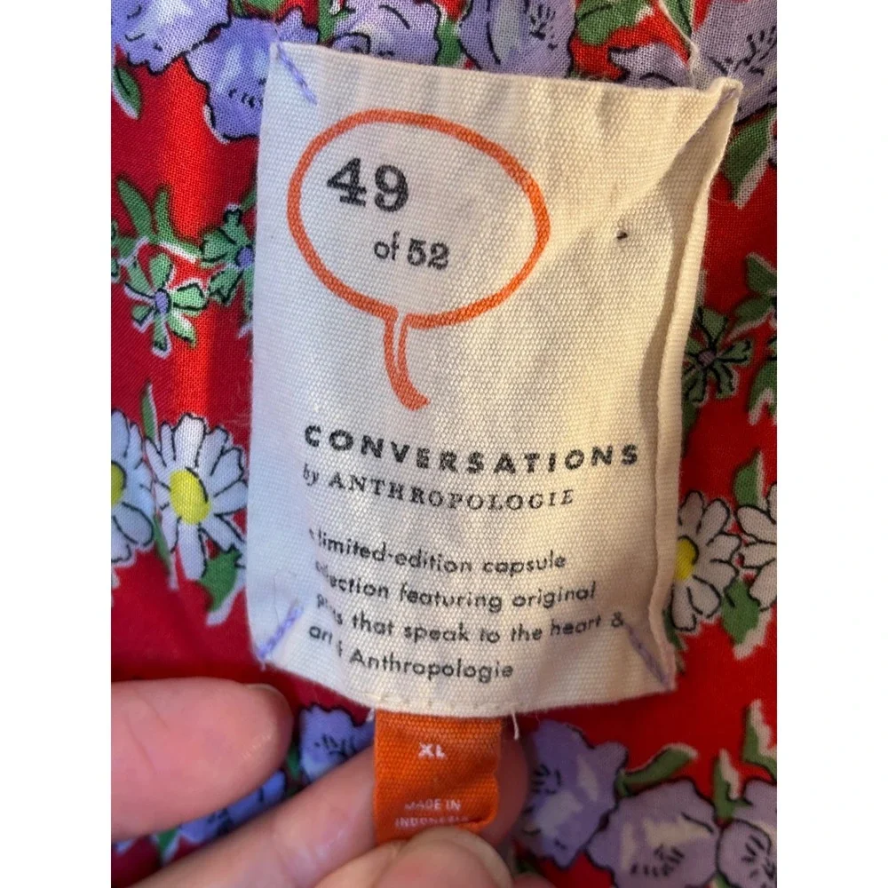 Anthropologie 49 of 52 Conversations Floral Blouse XL Rayon - Picture 2 of 5